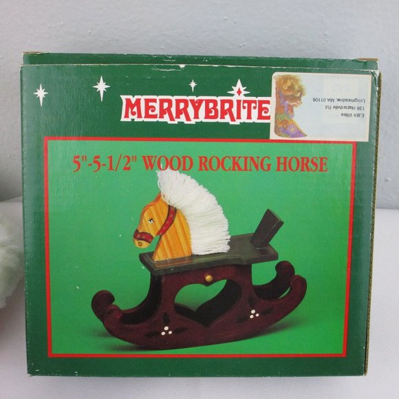 VTG Merry Brite Wood Rocking Horse Christmas Decor - Picture 10 of 11
